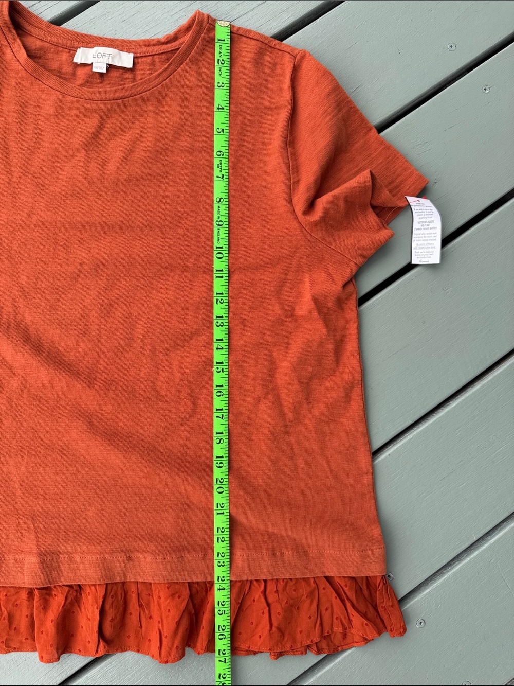 LOFT Orange Eyelet Hem Short Sleeve Top - Picture 7 of 7